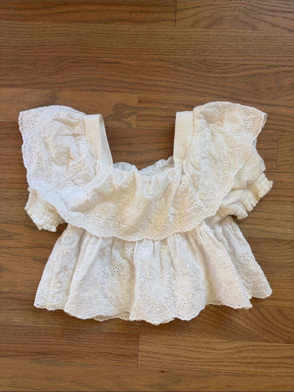 Mayoral Girls Embroidered Eyelet Boho Blouse White Size 7 122